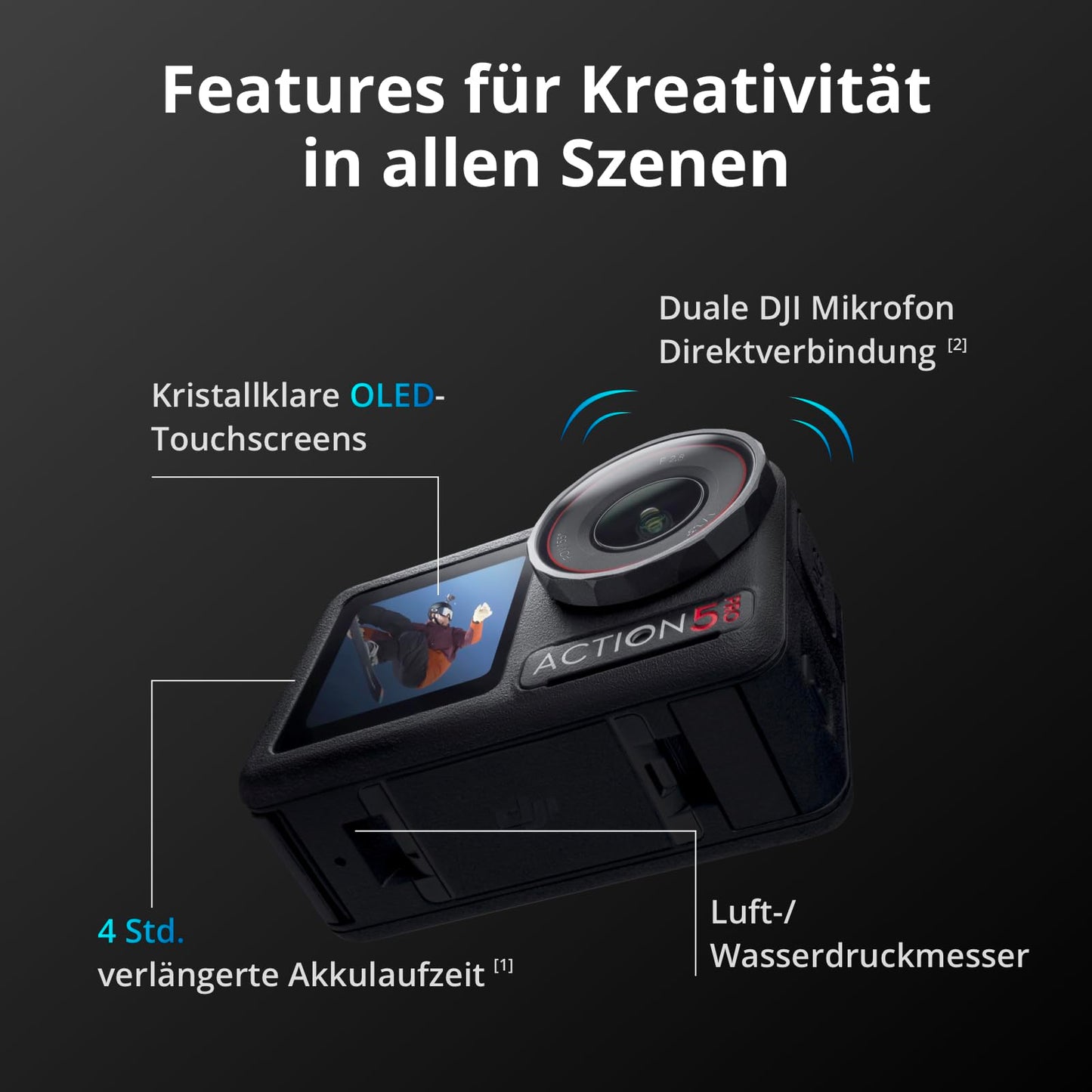 DJI Osmo Action 5 Pro Bike Combo – 4K Actioncam, 1/1,3" Sensor, 155° Sichtfeld, 4 h Akku, FPV-Brustgurt, Sportdatenaufzeichnung für Radfahrer
