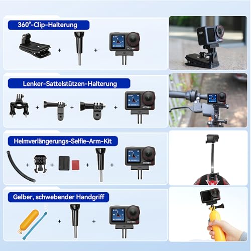 DJI Osmo Action 4 Pro Adventure Combo, 4K/120fps, 1/1.3" Sensor, wasserdicht, Dual Touchscreens, Stabilisierung, 3 Akkus, 58-teiliges Zubehör