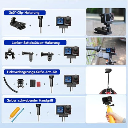 DJI Osmo Action 4 Pro Adventure Combo, 4K/120fps, 1/1.3" Sensor, wasserdicht, Dual Touchscreens, Stabilisierung, 3 Akkus, 58-teiliges Zubehör