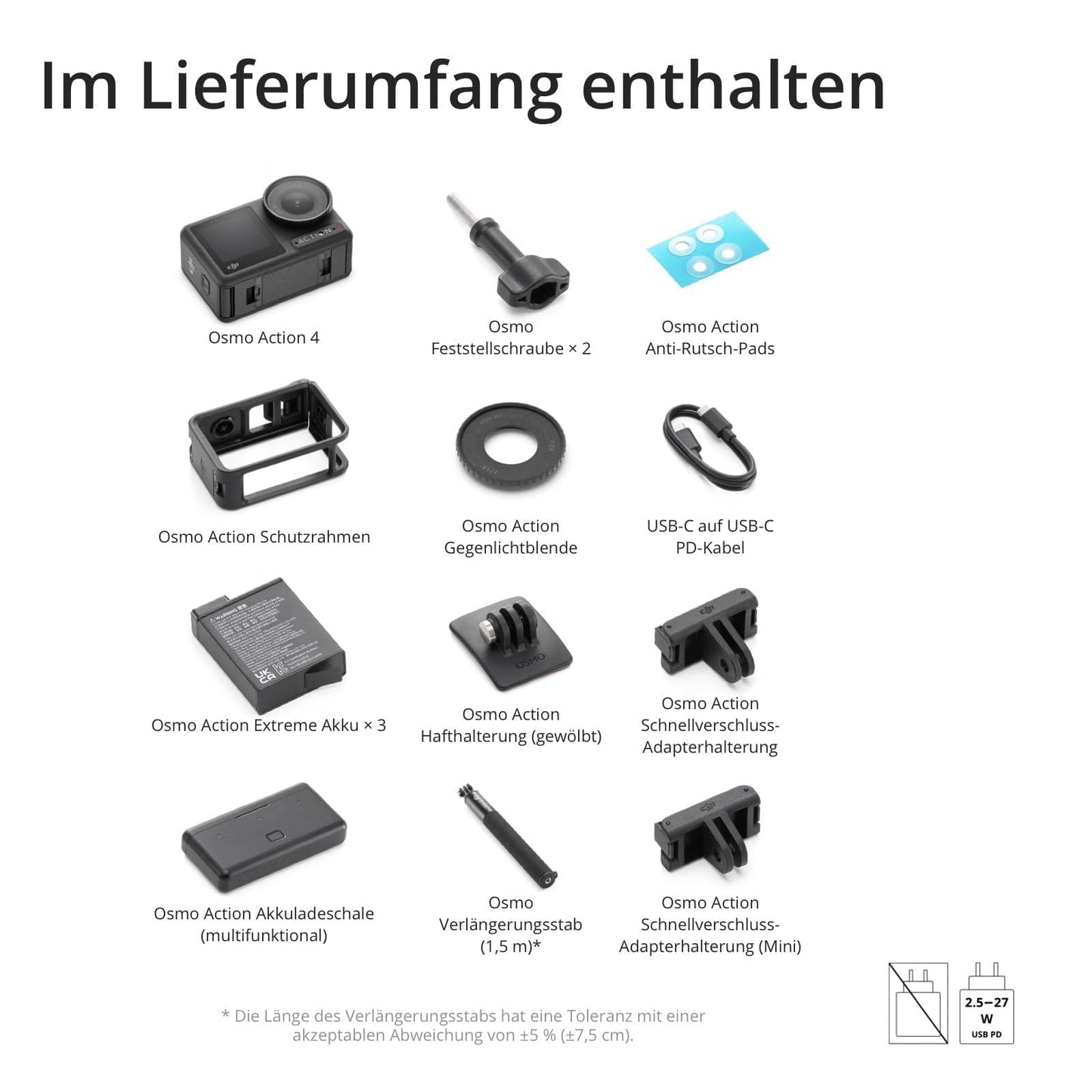 DJI Osmo Action 4 Pro Adventure Combo, 4K/120fps, 1/1.3" Sensor, wasserdicht, Dual Touchscreens, Stabilisierung, 3 Akkus, 58-teiliges Zubehör