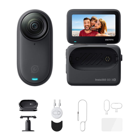 Insta360 GO 3S Action-Bundle – 4K Mini-Cam, freihändig tragbar, 140 min Akku, 10 m wasserdicht, Stabilisierung, KI-Editing, ideal für Vlogs & Reisen