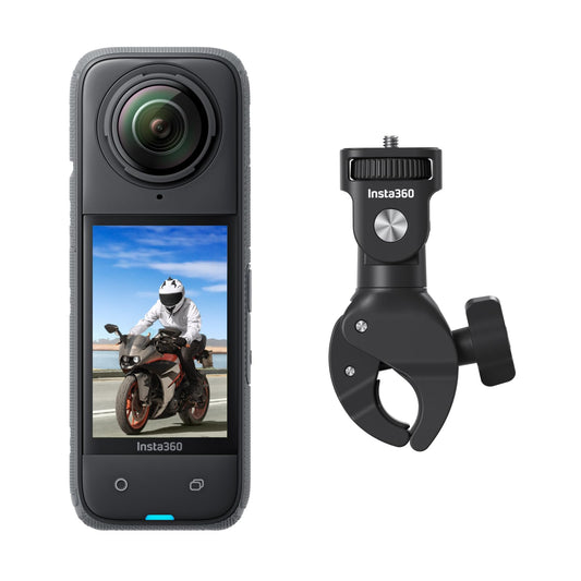 Insta360 X4 Motorrad Lenker Kit – 8K 360° Actioncam, 4K Weitwinkel, wasserdicht, unsichtbarer Stick, Objektivschutz, KI-Editing, ohne microSD