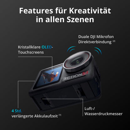 DJI Osmo Action 5 Pro Diving Combo – 4K Actioncam mit 60 m Tauchgehäuse, Dual OLED-Touchscreens, Druckmesser & Farbsensor für echte UW-Farben
