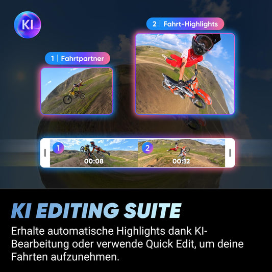 Insta360 X4 Motorrad Lenker Kit – 8K 360° Actioncam, 4K Weitwinkel, wasserdicht, unsichtbarer Stick, Objektivschutz, KI-Editing, ohne microSD