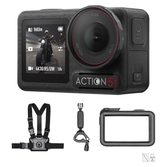 DJI Osmo Action 5 Pro Bike Combo – 4K Actioncam, 1/1,3" Sensor, 155° Sichtfeld, 4 h Akku, FPV-Brustgurt, Sportdatenaufzeichnung für Radfahrer