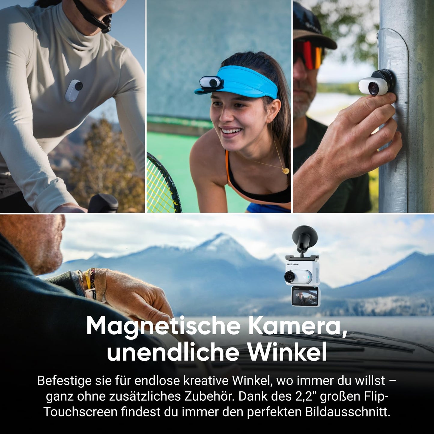 Insta360 GO 3S 128 GB – 4K Mini-Cam, freihändig tragbar, 140 min Akku, 10 m wasserdicht, Stabilisierung, KI-Editing, Apple Find My, ideal für Vlogs