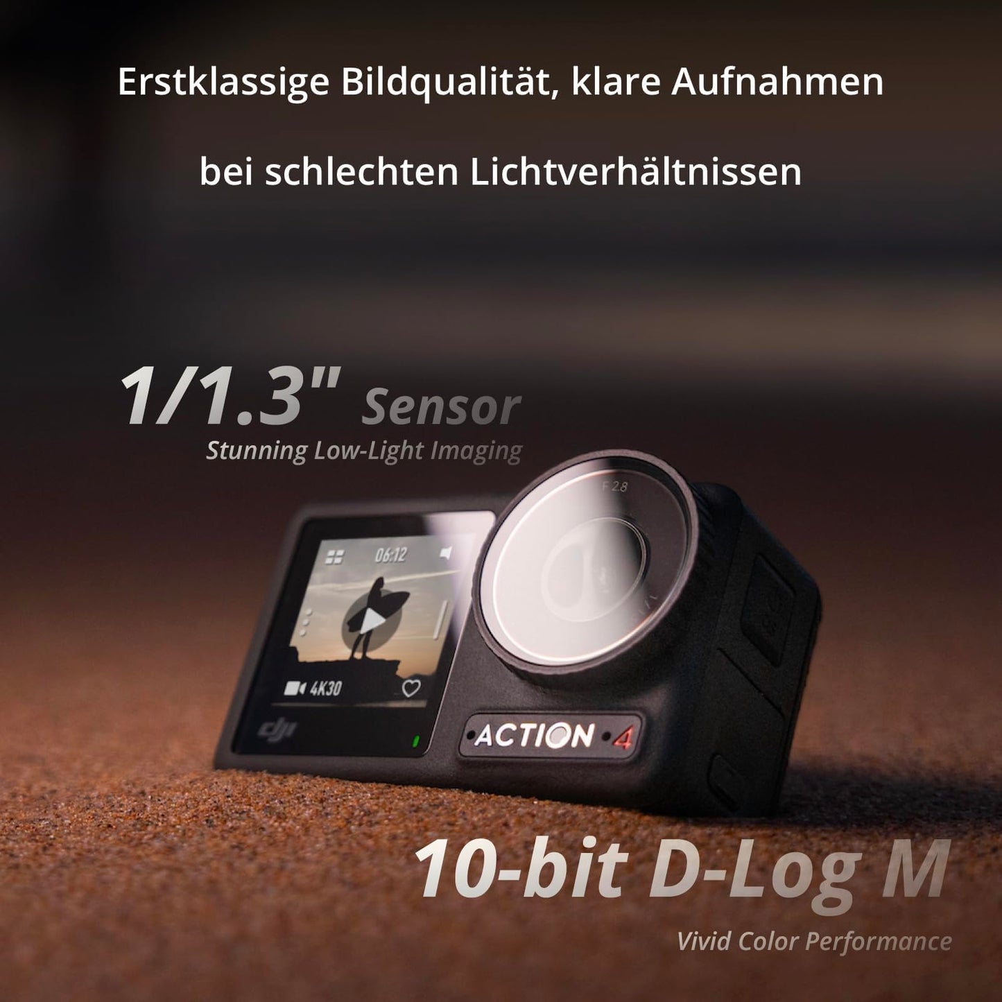 DJI Osmo Action 4 Pro Adventure Combo, 4K/120fps, 1/1.3" Sensor, wasserdicht, Dual Touchscreens, Stabilisierung, 3 Akkus, 58-teiliges Zubehör