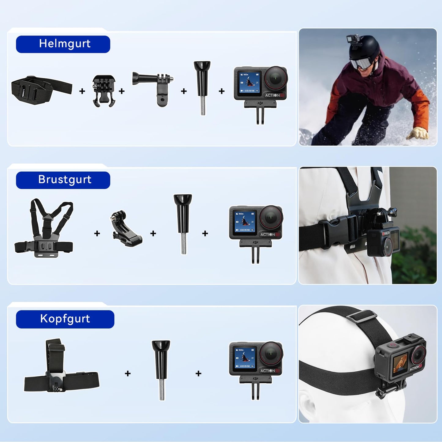 DJI Osmo Action 4 Pro Adventure Combo, 4K/120fps, 1/1.3" Sensor, wasserdicht, Dual Touchscreens, Stabilisierung, 3 Akkus, 58-teiliges Zubehör