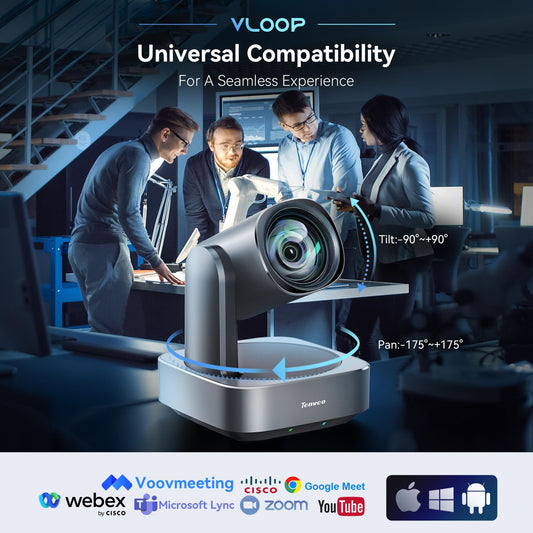 Tenveo 4K PTZ Kamera – 12x opt. Zoom, HDMI/USB3.0/PoE/RJ45, weiter Blickwinkel, ideal für YouTube, OBS, Live-Streaming, Skype & Zoom