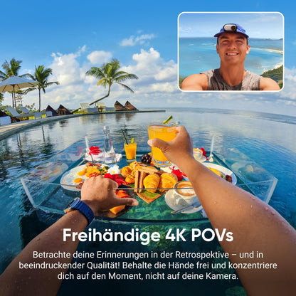 Insta360 GO 3S 128 GB – 4K Mini-Cam, freihändig tragbar, 140 min Akku, 10 m wasserdicht, Stabilisierung, KI-Editing, Apple Find My, ideal für Vlogs