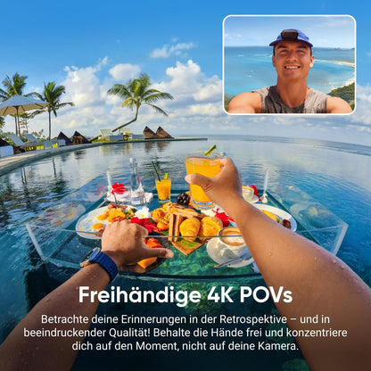 Insta360 GO 3S Action-Bundle – 4K Mini-Cam, freihändig tragbar, 140 min Akku, 10 m wasserdicht, Stabilisierung, KI-Editing, ideal für Vlogs & Reisen