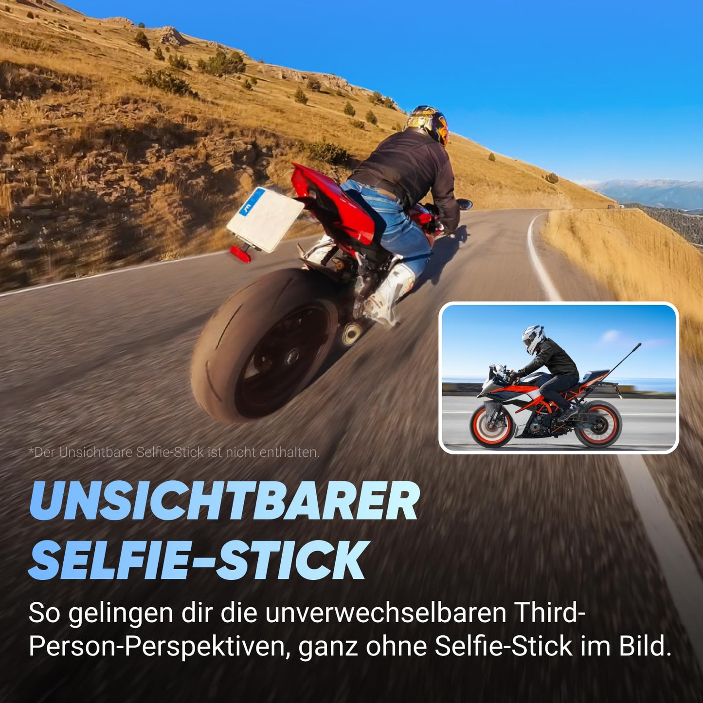Insta360 X4 Motorrad Lenker Kit – 8K 360° Actioncam, 4K Weitwinkel, wasserdicht, unsichtbarer Stick, Objektivschutz, KI-Editing, ohne microSD