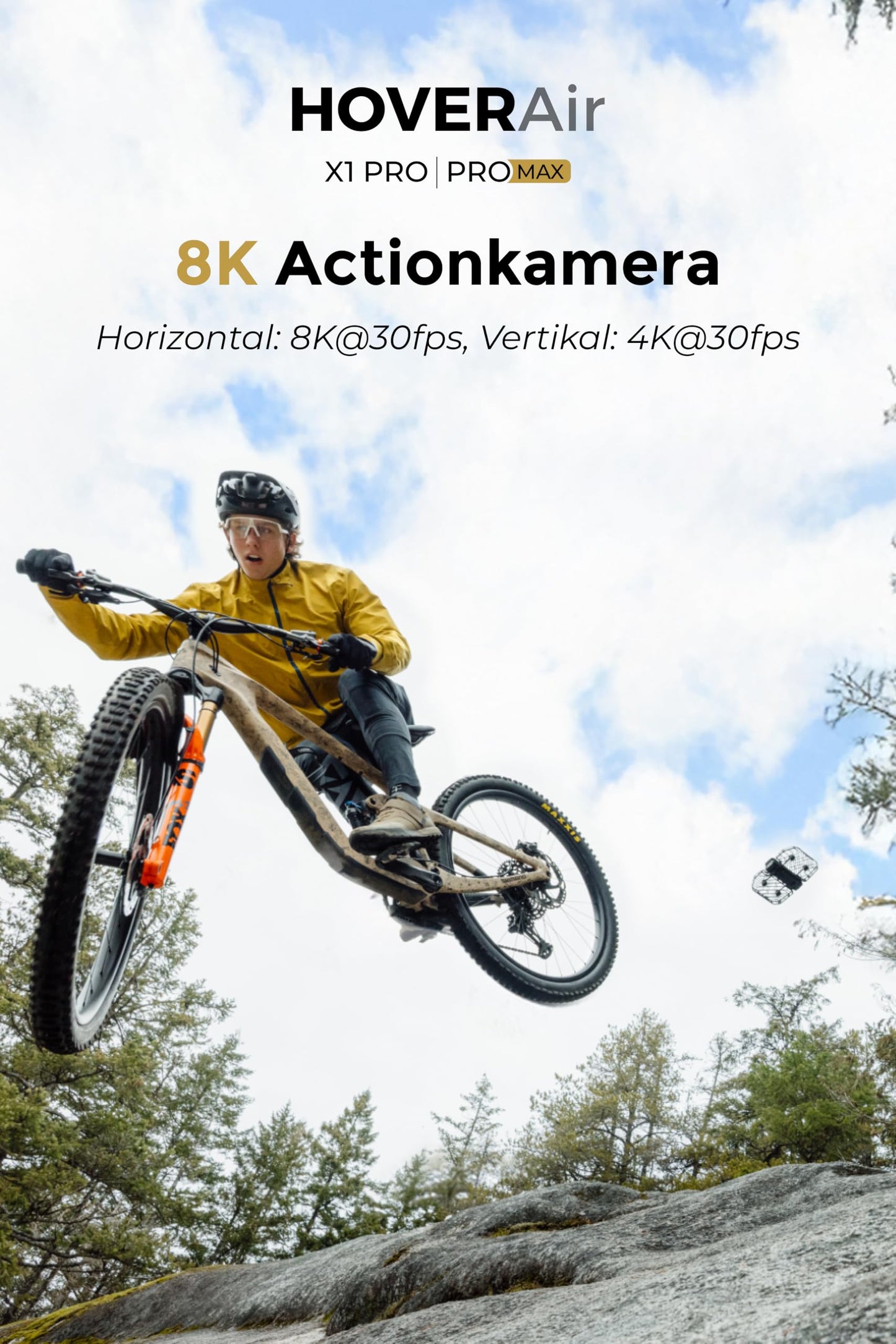 HOVERAir X1 PROMAX Action Cam – 8K Drohne mit 10+ Flugmodi, 42 km/h Verfolgung, OmniTerrain, Rückkollisions-Erkennung (Rad-Kombo)
